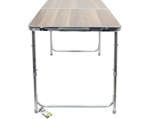 Skládací stůl s dřevěným vzhledem a hliníkovým rámem
