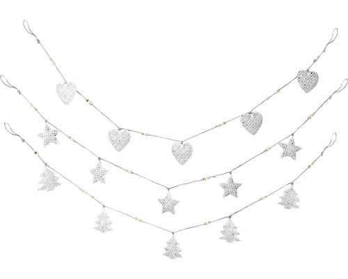 Světelný řetěz s motivy srdce, hvězdy a vánočního stromku