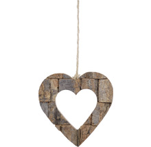 Dřevěná dekorace ve tvaru srdce se závěsnou šňůrou