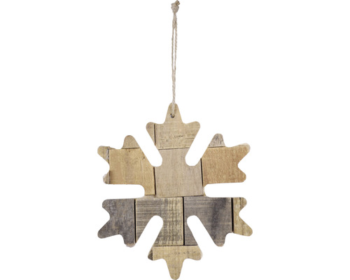Vločka závěsná přírodní Dekorativní dřevěná vločka na zavěšení pro vánoční období