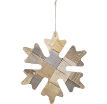 Dekorativní sněhová vločka ze dřeva se závěsnou šňůrou