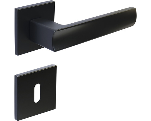 Černá dveřní souprava se čtvercovou rozetou a klíčovou rozetou