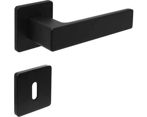 Sada kliky ke dveřím se čtvercovou rozetou a klíčovou dírkou