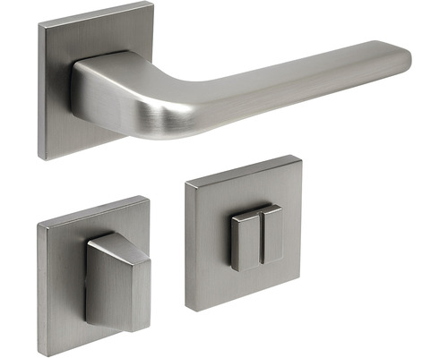 Sada kliky ke dveřím s hranatou rozetou a WC zámkem