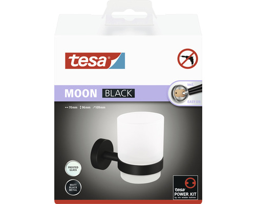Tesa Moon Black nástěnný kelímek na zubní kartáčky