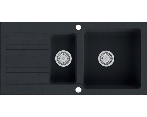 Dřez se dvěma komorami a odkapávací plochou