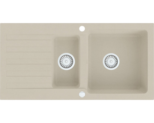 Granitový dřez s odkapávací plochou a dvěma komorami