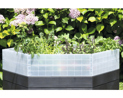 Zvýšený záhon s rostlinami na zahradě