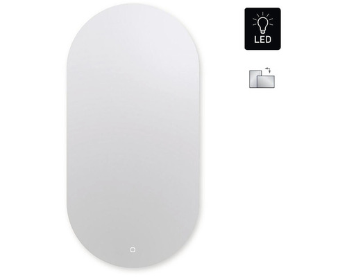 Oválné LED zrcadlo do koupelny s osvětlením Ambiente Oval Senzor 100 x 50cm s dotykovým senzorem 411-286
