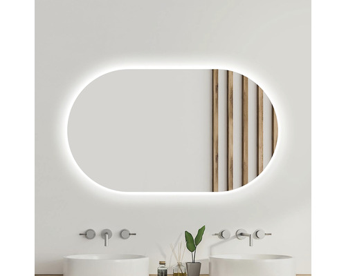 Oválné LED zrcadlo do koupelny s osvětlením Ambiente Oval 120 x 70cm 411-477 Oválné zrcadlo s LED osvětlením v koupelně