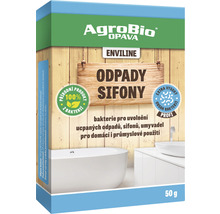 Balení AgroBio Opava Enviline čističe odpadů s bakteriemi pro odstranění ucpání v odpadech a sifonech pro domácí i průmyslové použití, 50 g