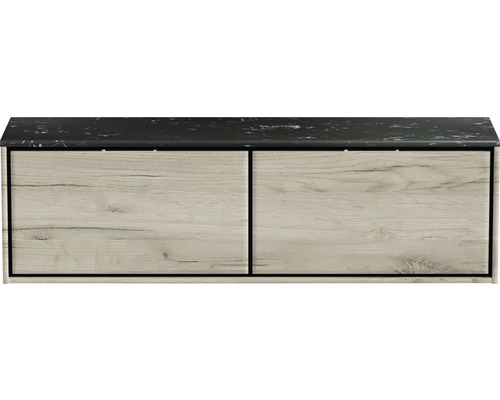 Skříňka pod umyvadlo se dvěma zásuvkami a povrchem v mramorovém vzhledu