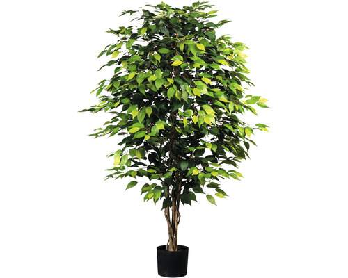 Umělá rostlina fíkus Ficus Benjamina 150 cm v květináči 15 x 13 cm zelená