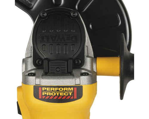 Detailní pohled na úhlovou brusku DeWalt