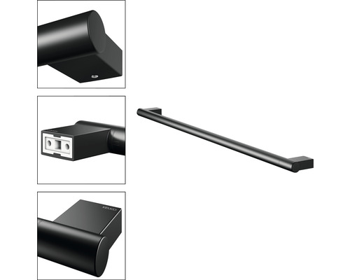 Černý držák na ručníky pro montáž na stěnu