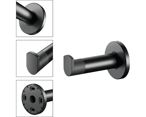 Černý jednoduchý háček do koupelny