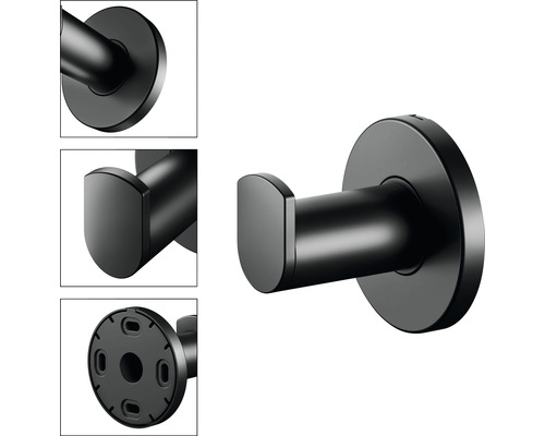 Černý věšák na oděvy pro montáž na stěnu