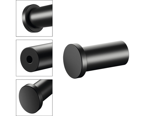 Černý háček na župan pro montáž na stěnu