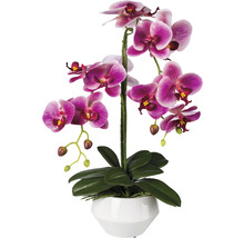Umělá květina orchidej phalaenopsis 52 cm fuchciová v keramickém květináči Real Touch