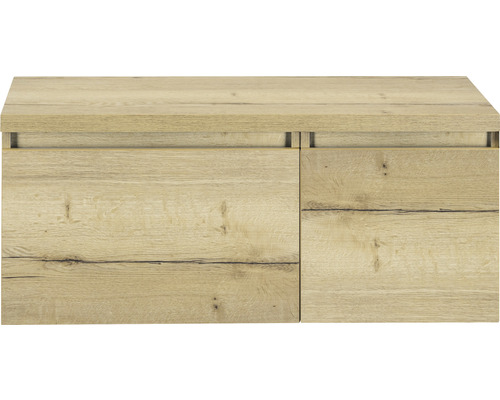 Koupelnová skříňka pod umyvadlo Sanox Frozen dub přírodní 100 x 43 x 45 cm Spodní skříňka s dřevěným dekorem a dvěma zásuvkami