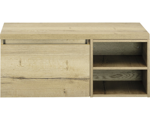 Dřevěná skříňka na boty s posuvnými dveřmi a policemi