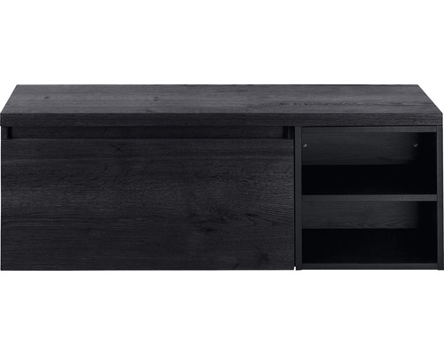 Koupelnová skříňka pod umyvadlo Sanox Frozen dub černý 120 x 43 x 45 cm Botník se zásuvkou a otevřenou přihrádkou