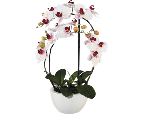 Umělá květina orchidej phalaenopsis 3D-tisk v keramickém květináči 52 cm růžová Real touch