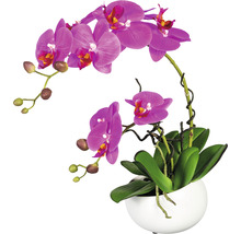 Umělá květina orchidej phalaenopsis v keramické misce 42 cm lila Real Touch