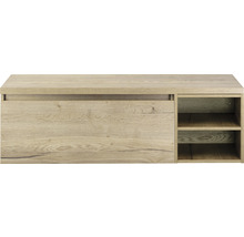 Spodní skříňka barvy dřeva se zásuvkou a dvěma otevřenými přihrádkami