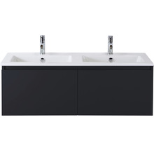 Skříňka pod umyvadlo se dvěma umyvadly a dvěma vodovodními bateriemi