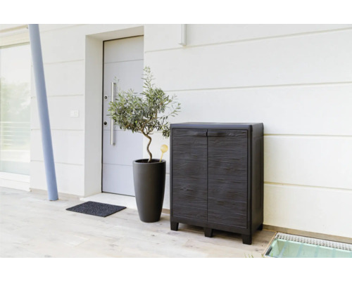 Vstupní prostor s botníkem, rostlinou v květináči a rohožkou