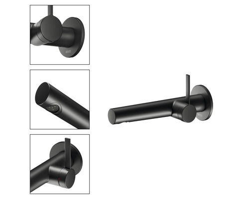 Černá umyvadlová baterie pro montáž na stěnu