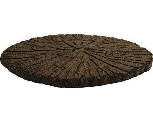 Kulatý nášlapný kámen z gumového granulátu se vzorem řezu stromu