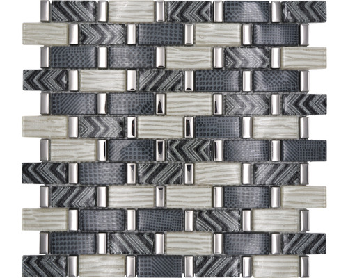 Skleněná mozaika XCM MW20 obdélníková Crystal mix EP šedá/černá 30x31cm