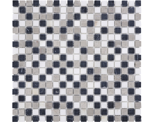 Kamenná mozaika MOS 15/1125 čtvercová mramor mix 30,5x32,2cm Mozaiková dlaždice se čtvercovými kameny