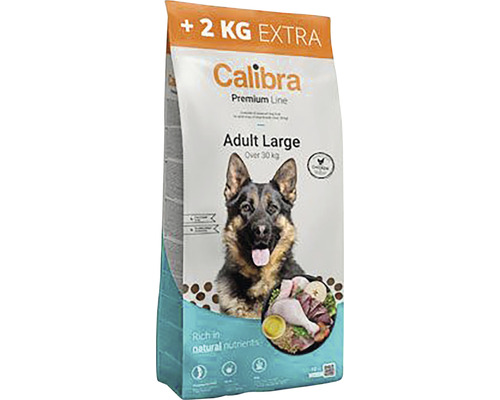 Granule pro psy nad 30 kg Calibra Dog Premium Line Adult Large 12 + 2 kg ZDARMA Calibra Premium Line suché krmivo Adult Large pro psy nad 30 kilogramů, 2 kilogramy navíc