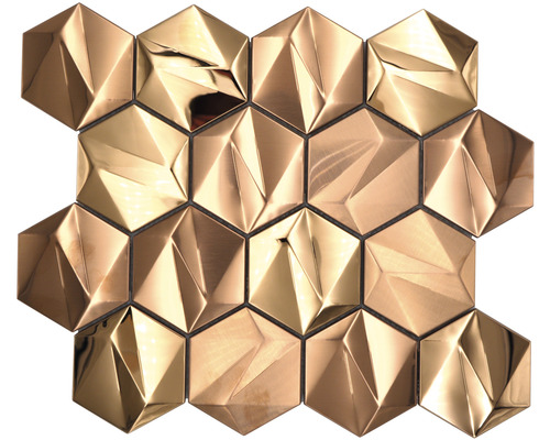 Kovová mozaika HXM 50BR šestihranná 3D ocel růžové zlato lesklá 25,7x29,7cm