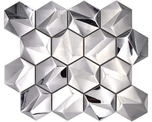 Kovová mozaika HXM 40SB šestihranná 3D ocel titan lesklá 25,7x29,7cm