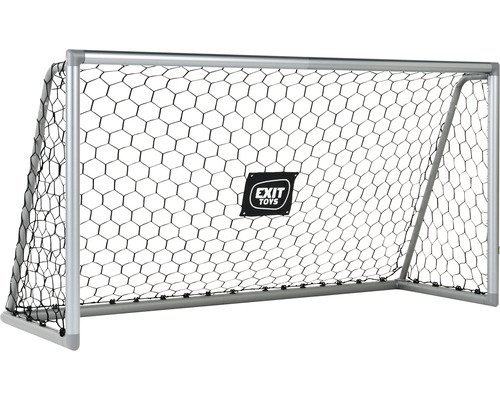 Fotbalová branka se sítí a stříbrným rámem