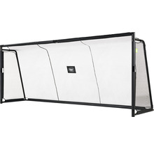 Fotbalová branka se sítí a černým rámem