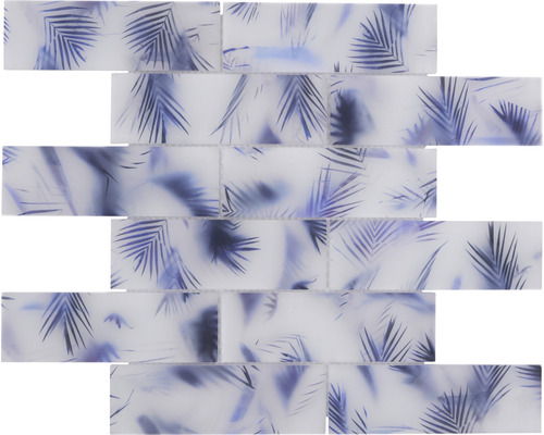 Skleněná mozaika XCM HL34 obdélníková Crystal Hazyleaf blue frosted 29,8x29,8cm