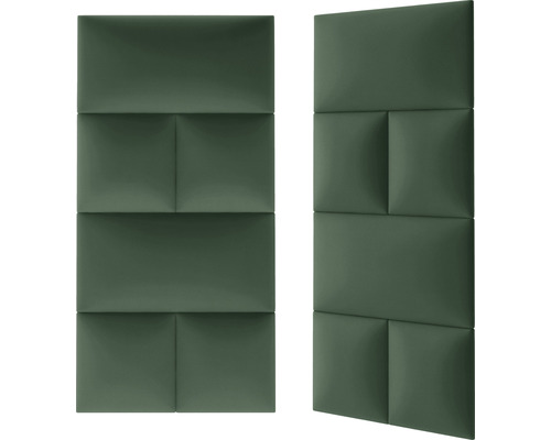Dva zelené akustické panely s obdélníkovými prvky