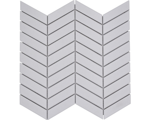 Keramická mozaika CHEV 21 Chevron uni bílá matná 28,85x30,25cm Mozaiková dlaždice se vzorem rybí kosti