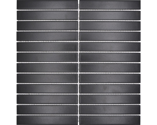 Keramická mozaika CG ST 260 proužky uni černá matná 29,6x30cm Mozaiková dlaždice s podélnými obdélníkovými prvky
