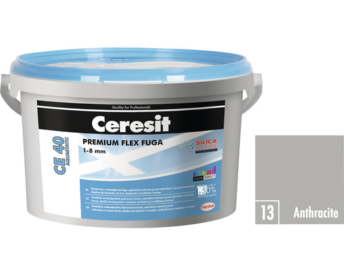 Spárovací hmota CERESIT CE 40 Aquastatic 2 kg 13 anthracite Ceresit CE 40 Aquastatic Premium Flex spárovací hmota 1-8 mm antracit