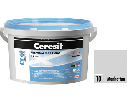 Spárovací hmota CERESIT CE 40 Aquastatic 2 kg 10 manhattan Ceresit CE 40 Aquastatic Premium Flex spárovací hmota 1-8 mm v kbelíku s barevným vzorníkem Manhattan