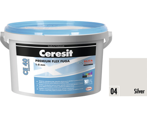 Spárovací hmota CERESIT CE 40 Aquastatic 2 kg 04 silver Ceresit Premium Flex spárovací hmota CE 40 Aquastatic, 1-8 mm, stříbrná