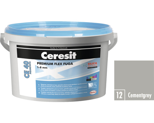 Spárovací hmota CERESIT CE 40 Aquastatic 2 kg 12 cementgrey Ceresit CE 40 Aquastatic Premium Flex Fuga 1-8 mm Cementově šedá v kbelíku