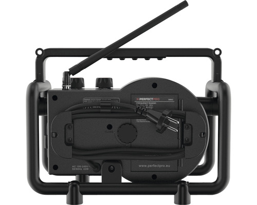 Perfectpro DAB3 stavební rádio, pohled zezadu