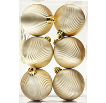 Šest žebrovaných vánočních koulí v průhledné krabici